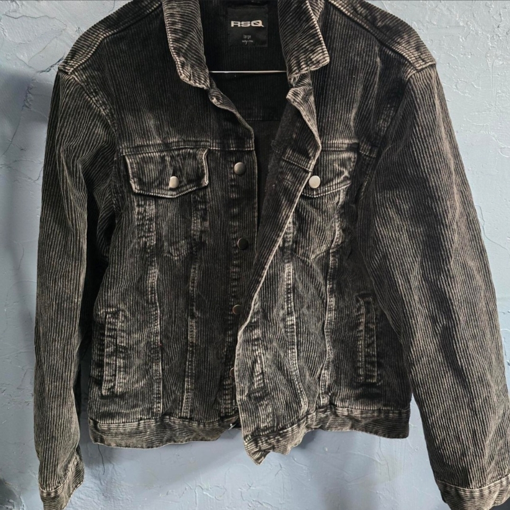 RSQ Men's Dark Gray Black Corduroy Jacket Sz L
